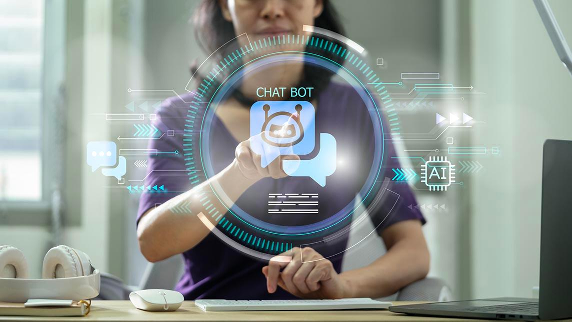 Woman using a chatbot