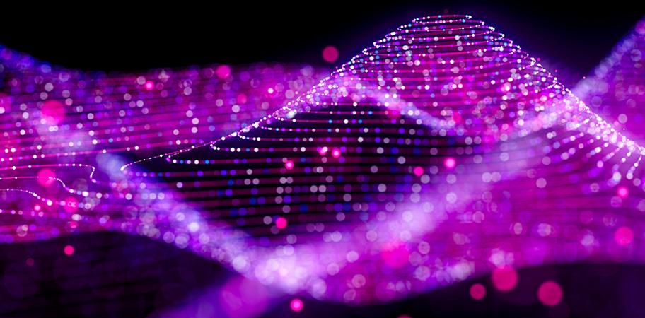 An abstract image of digital waves and dots.