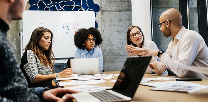 A group meeting in an office.