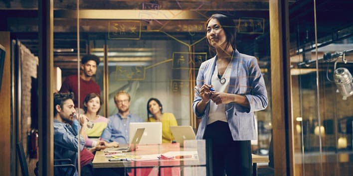A research team in a meeting.